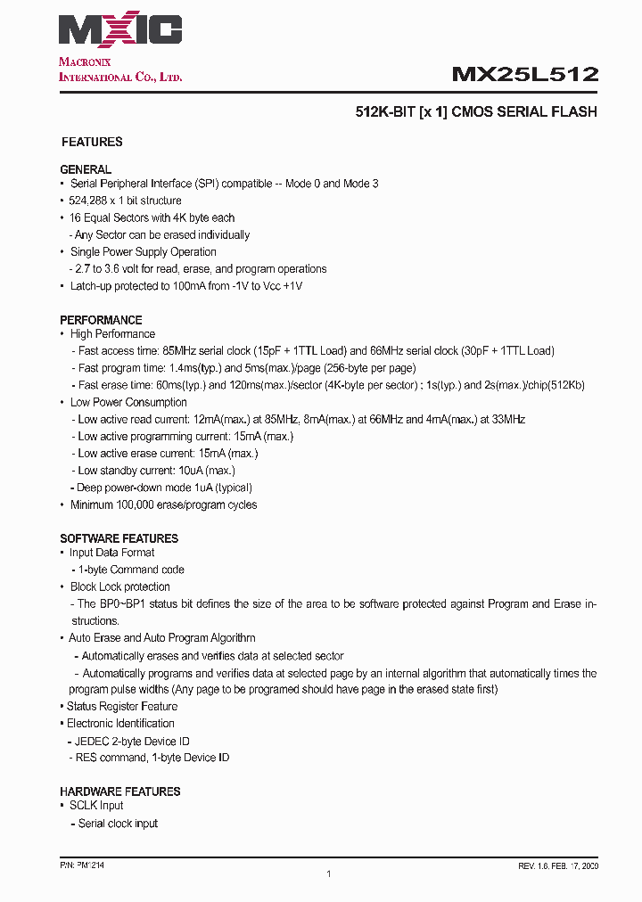 MX25L512_4587416.PDF Datasheet