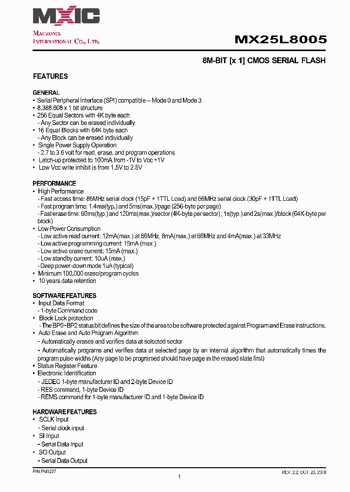 MX25L8005_4355478.PDF Datasheet