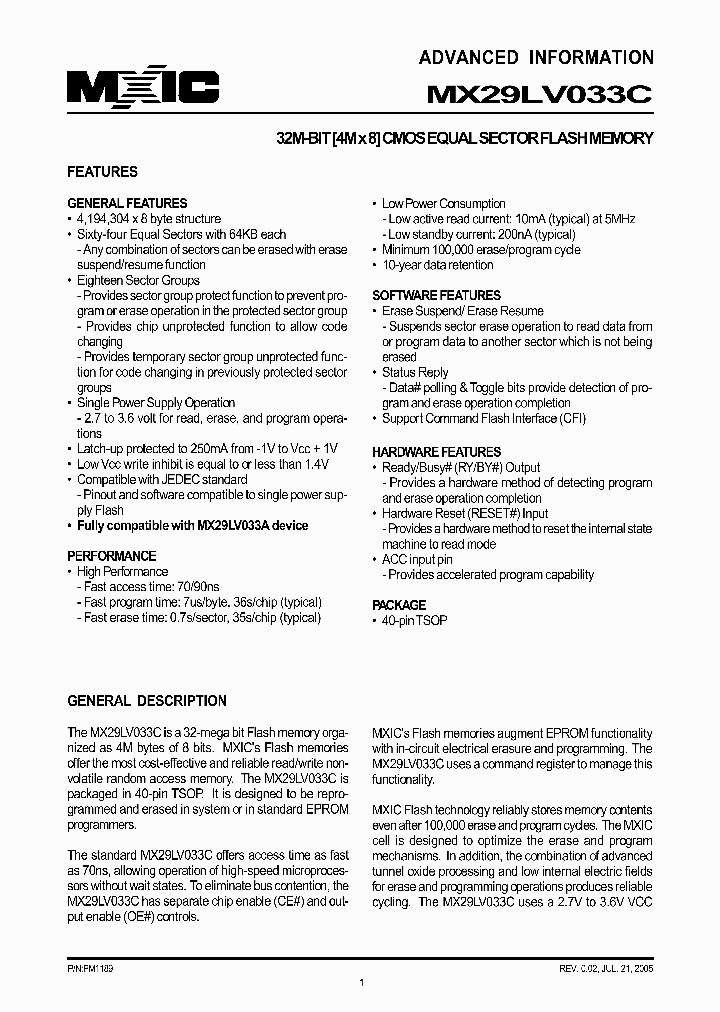 MX29LV033CTC-70_4890354.PDF Datasheet