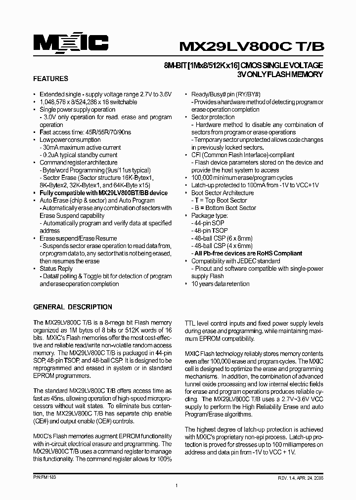 MX29LV800CTXHI-90G_4692829.PDF Datasheet
