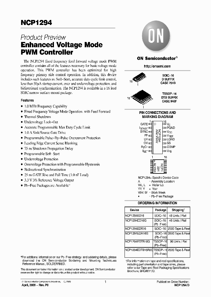 NCP1294EDR16G_4573404.PDF Datasheet