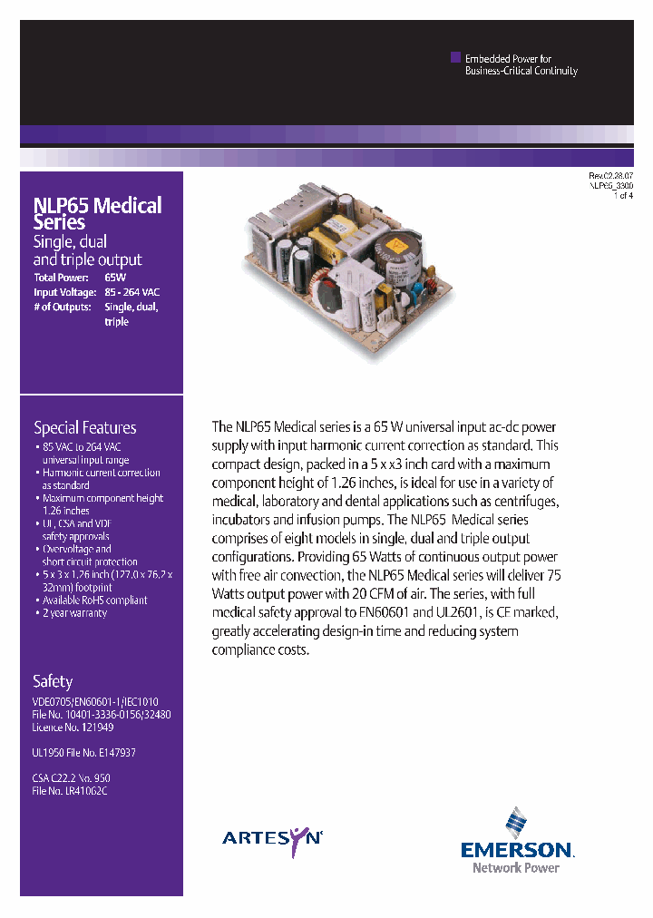 NLP65MEDICAL_4295425.PDF Datasheet