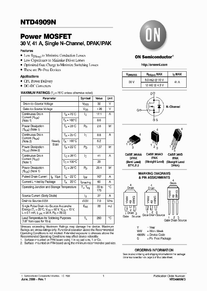NTD4909N_4462752.PDF Datasheet