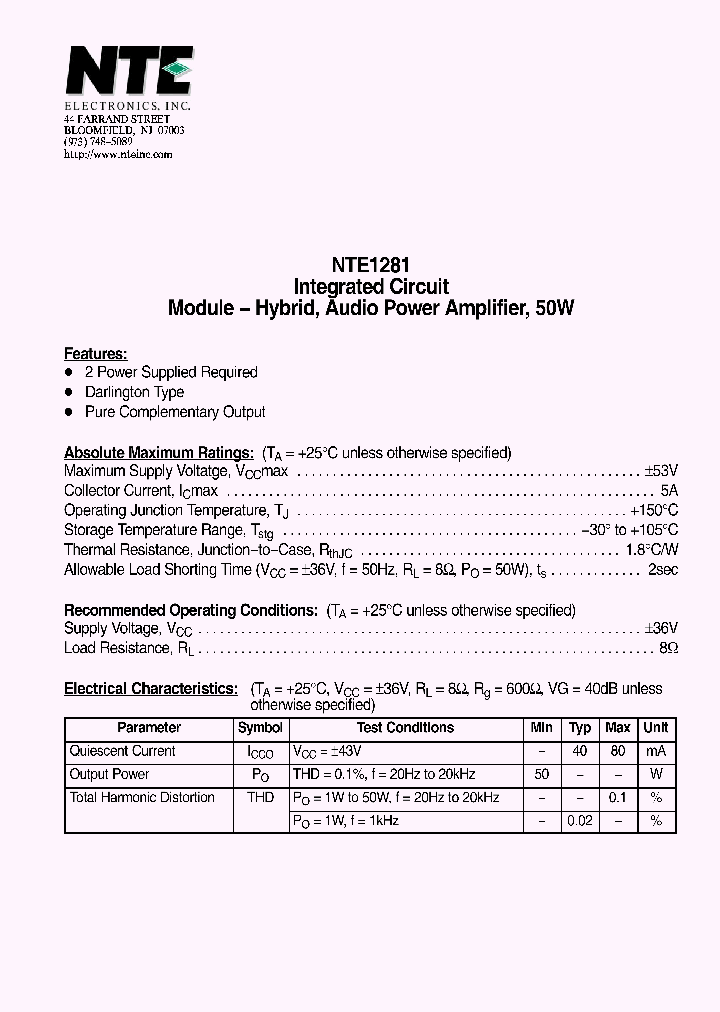 NTE1281_4411178.PDF Datasheet