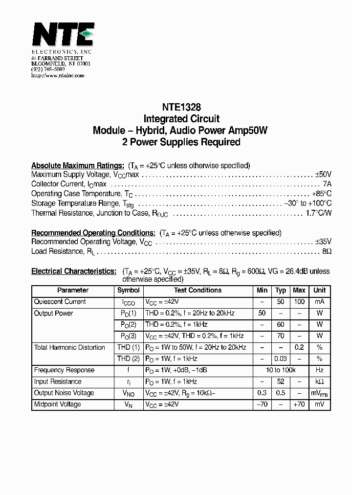 NTE1328_4315305.PDF Datasheet