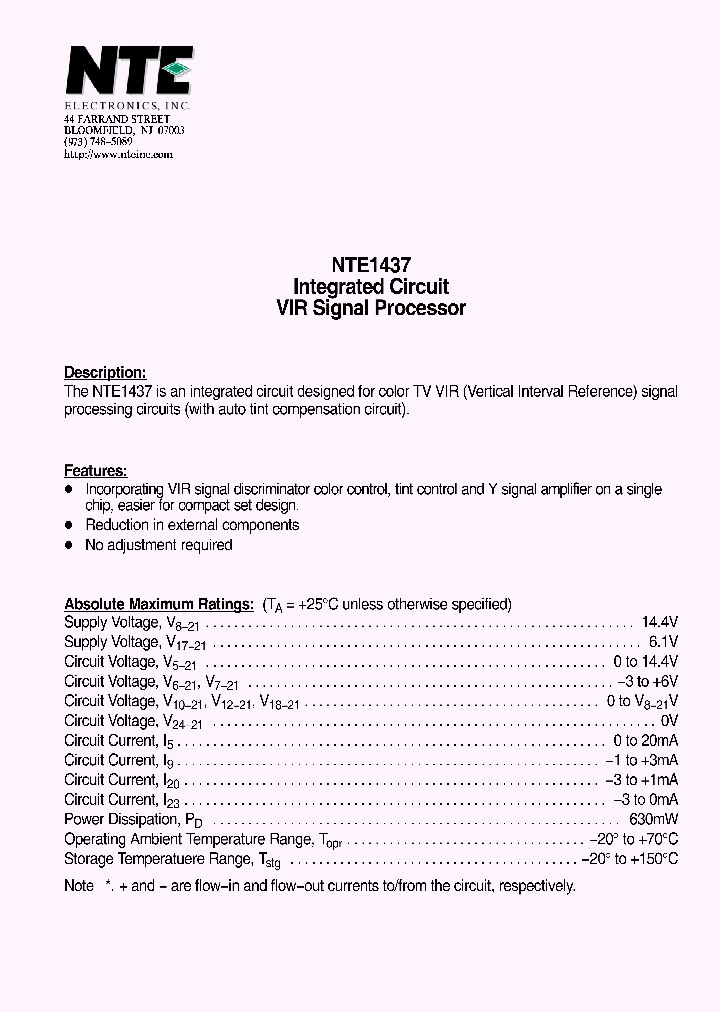 NTE1437_4284623.PDF Datasheet