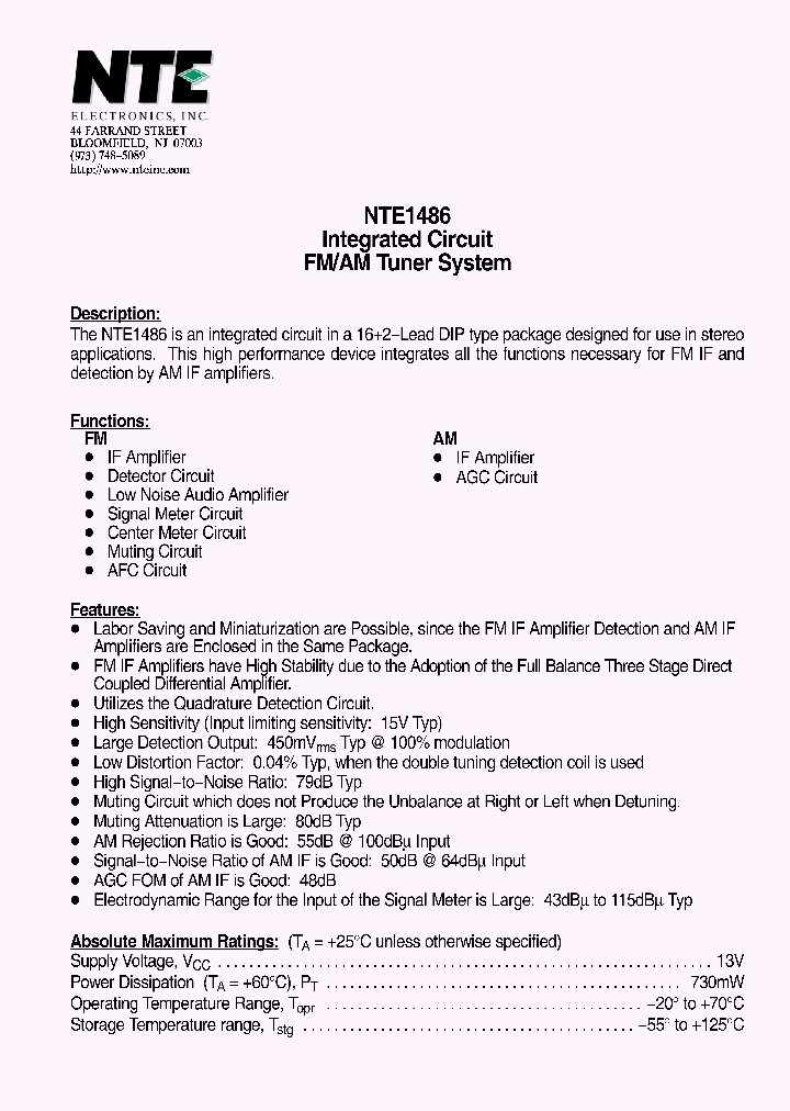 NTE1486_4779828.PDF Datasheet