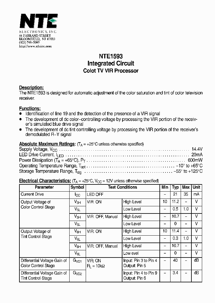 NTE1593_4214195.PDF Datasheet
