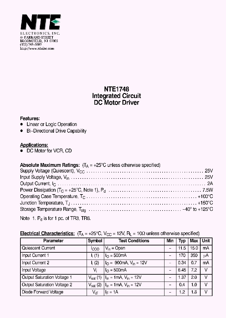 NTE1748_4283922.PDF Datasheet