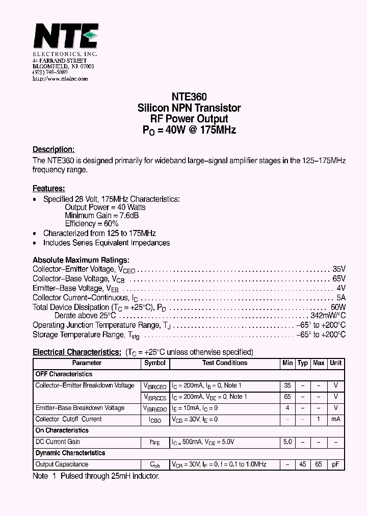 NTE360_4662203.PDF Datasheet