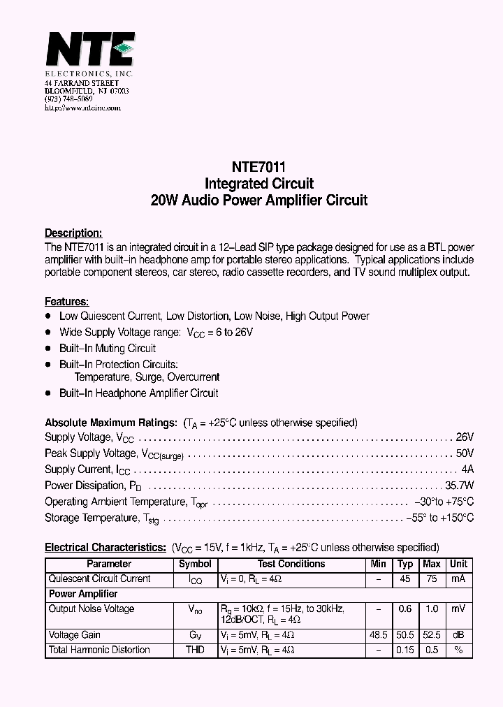 NTE7011_4246848.PDF Datasheet