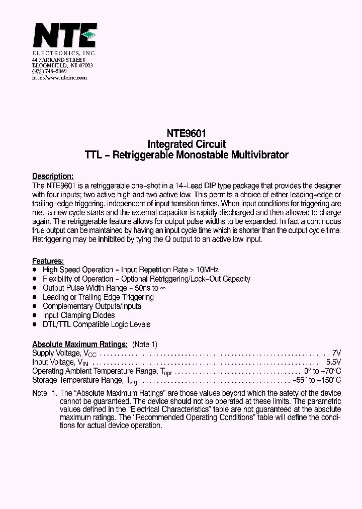 NTE9601_4233934.PDF Datasheet