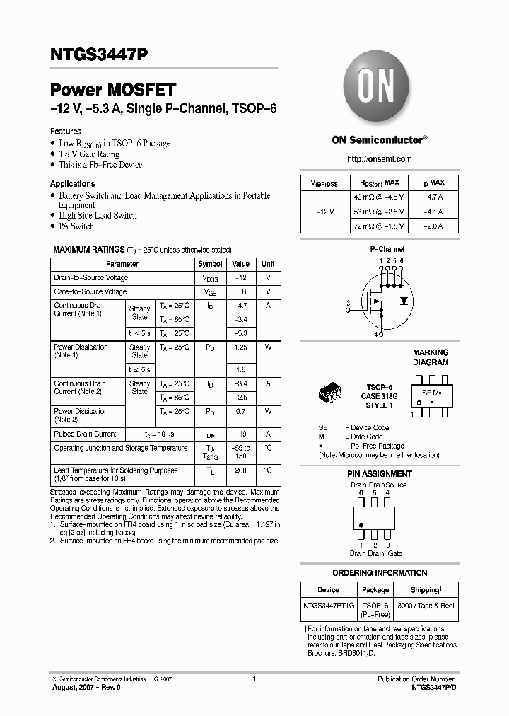 NTGS3447P_4627702.PDF Datasheet