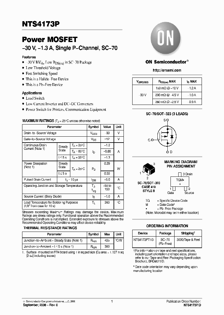 NTS4173P_4772559.PDF Datasheet