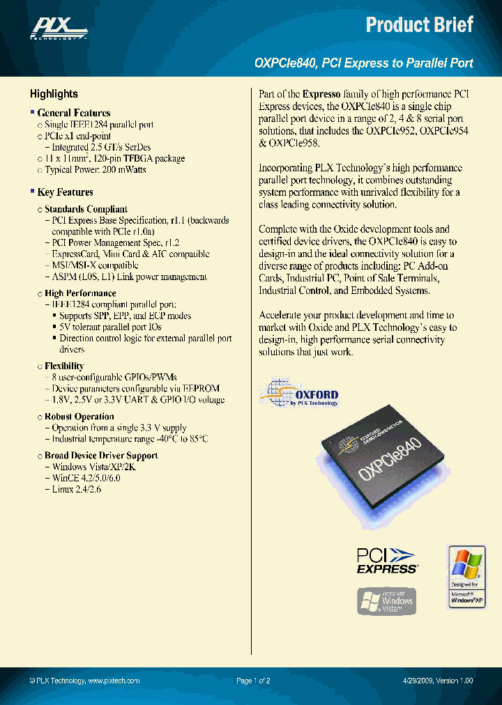 OXPCIE840_4527373.PDF Datasheet