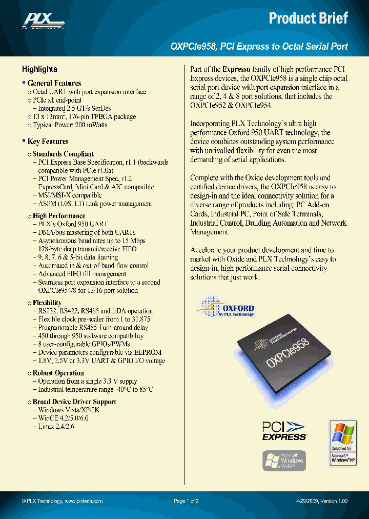 OXPCIE958_4527382.PDF Datasheet