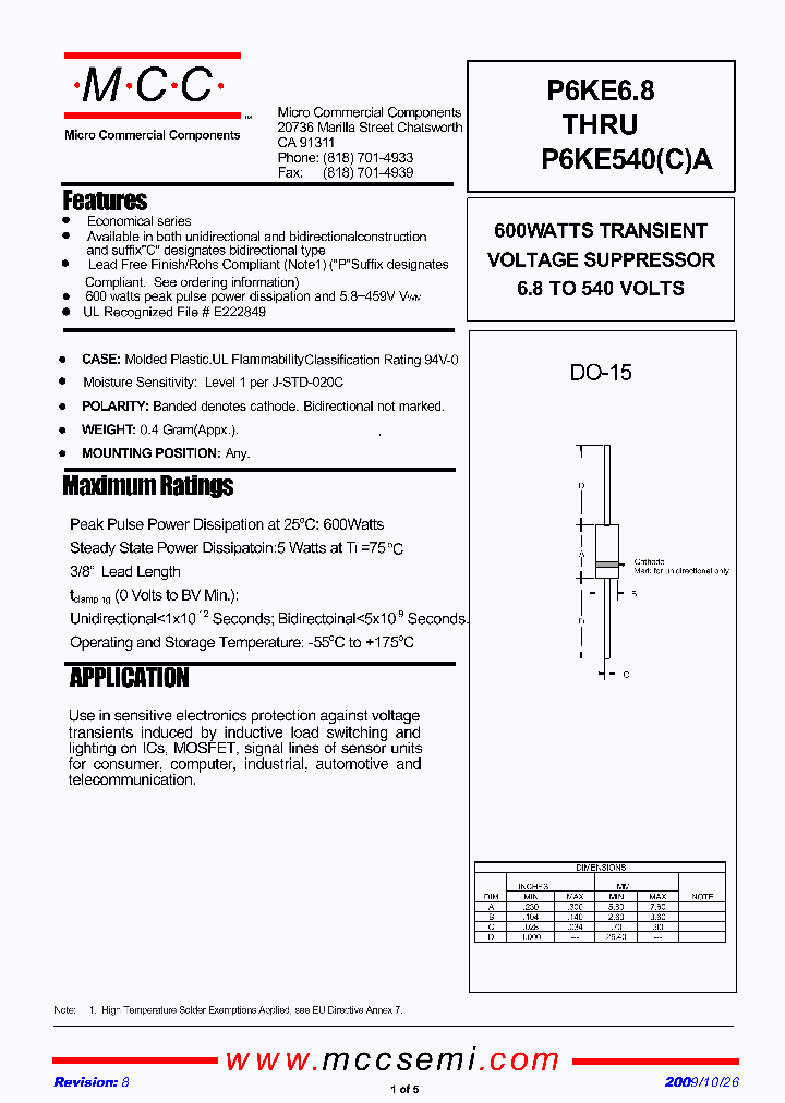 P6KE250-AP_4574072.PDF Datasheet