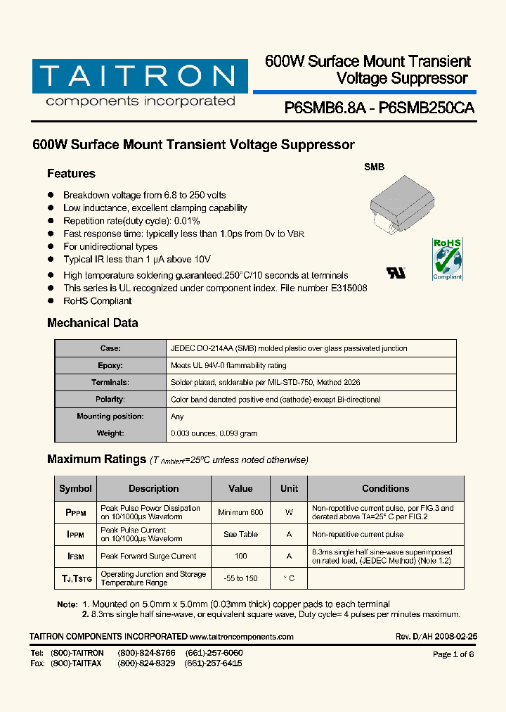 P6SMB16CA_4464781.PDF Datasheet
