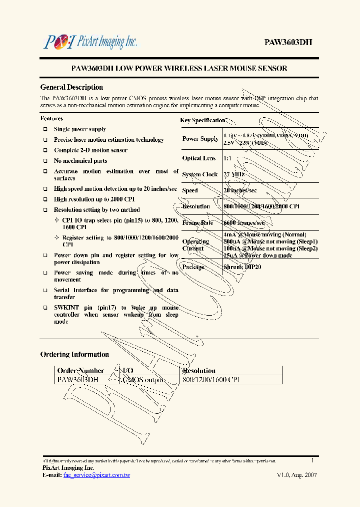 PAW3603DH_4646633.PDF Datasheet