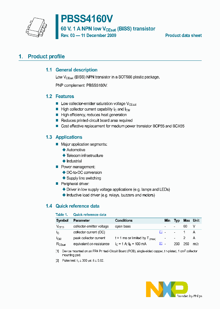 PBSS4160V_4540852.PDF Datasheet