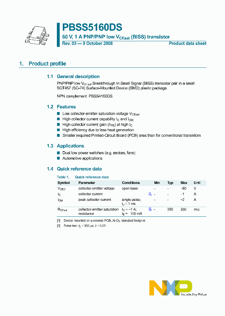 PBSS5160DS_4650108.PDF Datasheet