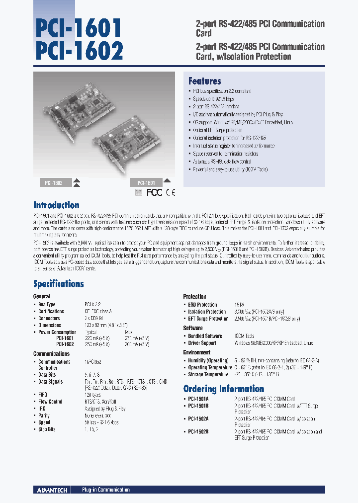 PCI-1601_4700594.PDF Datasheet