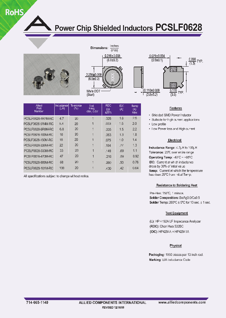 PCSLF0628-100M-RC_4727495.PDF Datasheet