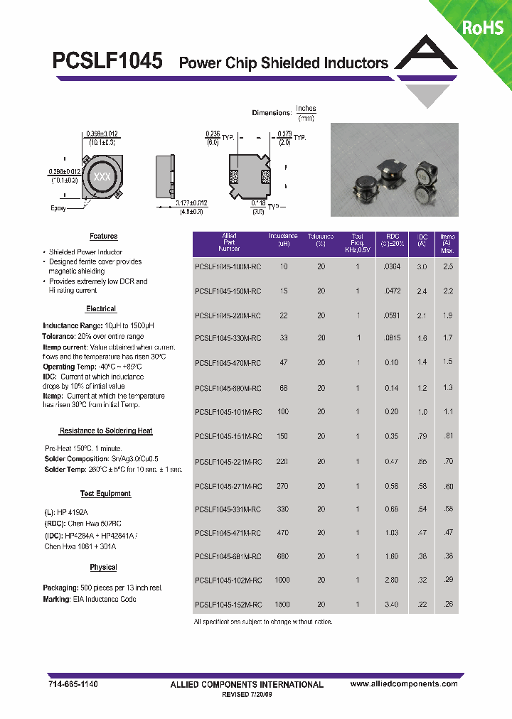 PCSLF1045-152M-RC_4607706.PDF Datasheet