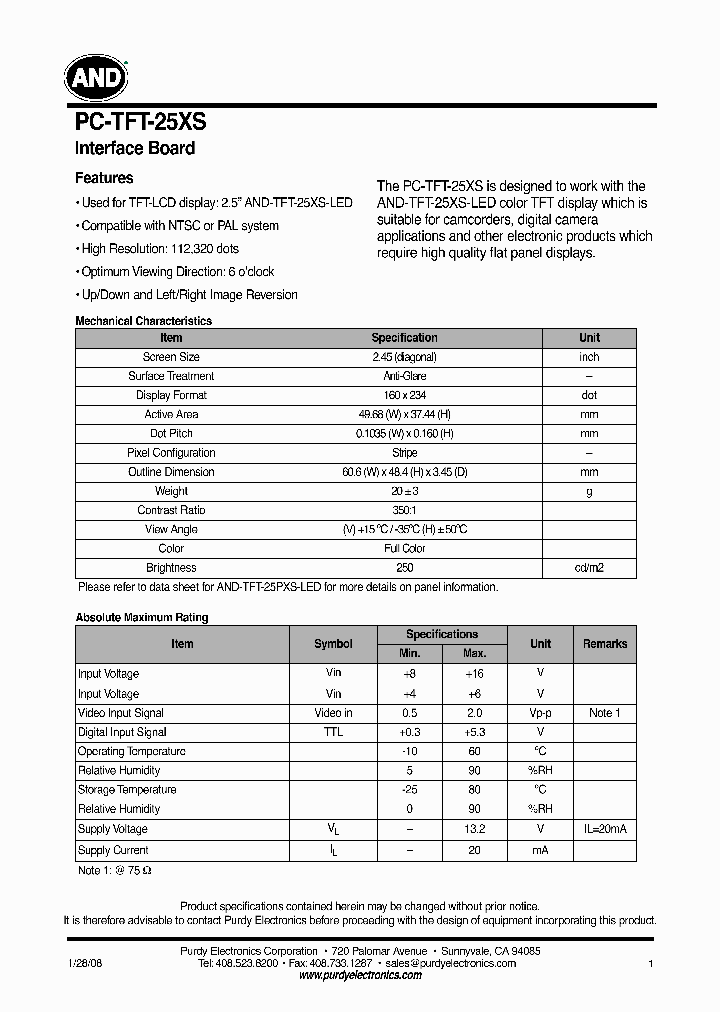 PC-TFT-25XS_4566819.PDF Datasheet