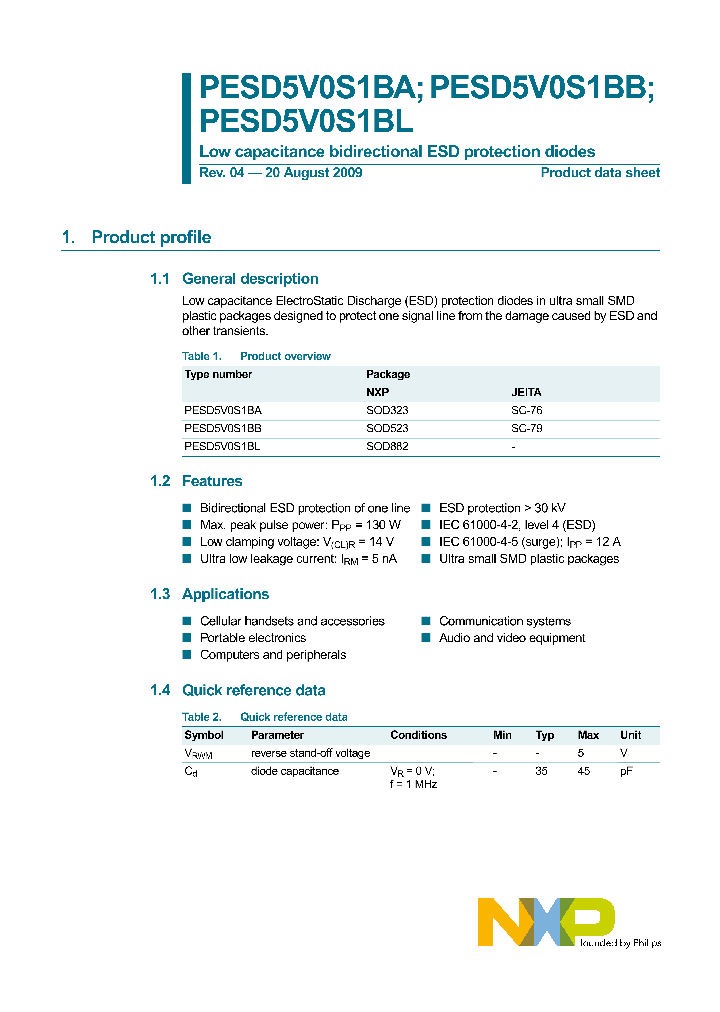 PESD5V0S1BA_4559650.PDF Datasheet