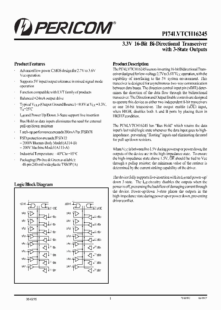 PI74LVTCH16245_4198690.PDF Datasheet