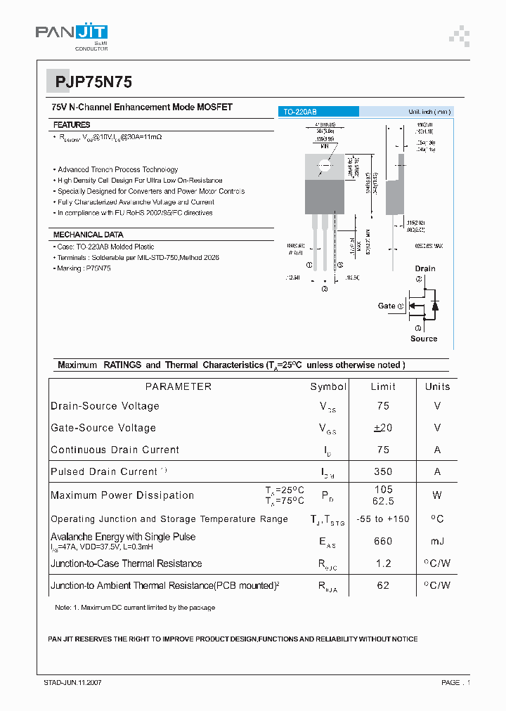 PJP75N7507_4240562.PDF Datasheet