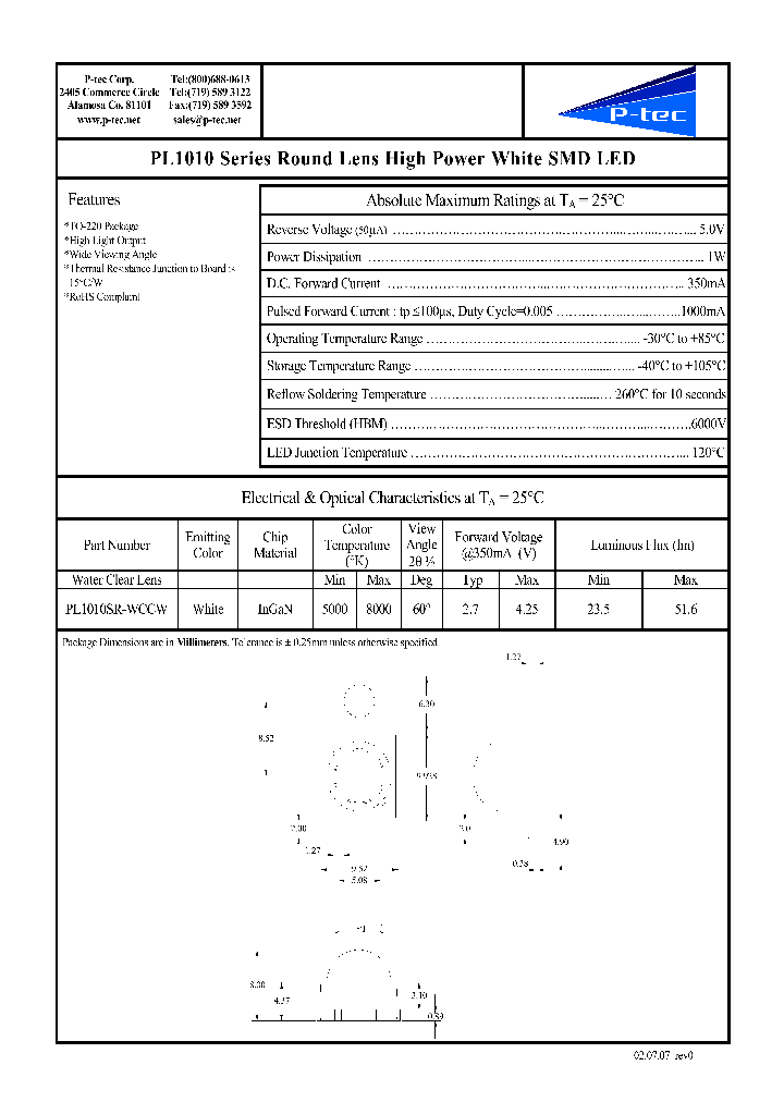 PL1010SR-WCCW_4727722.PDF Datasheet