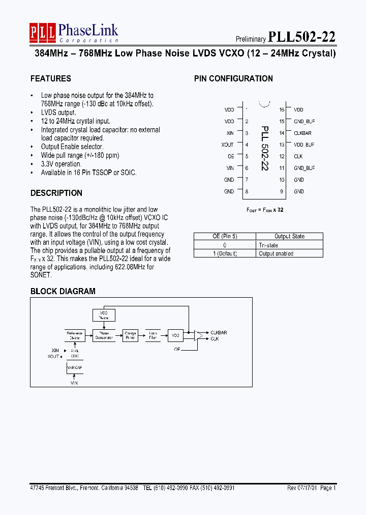 PLL502-22SSC_4480342.PDF Datasheet