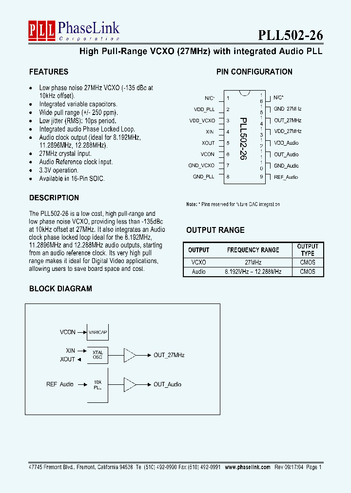 PLL502-26_4480365.PDF Datasheet