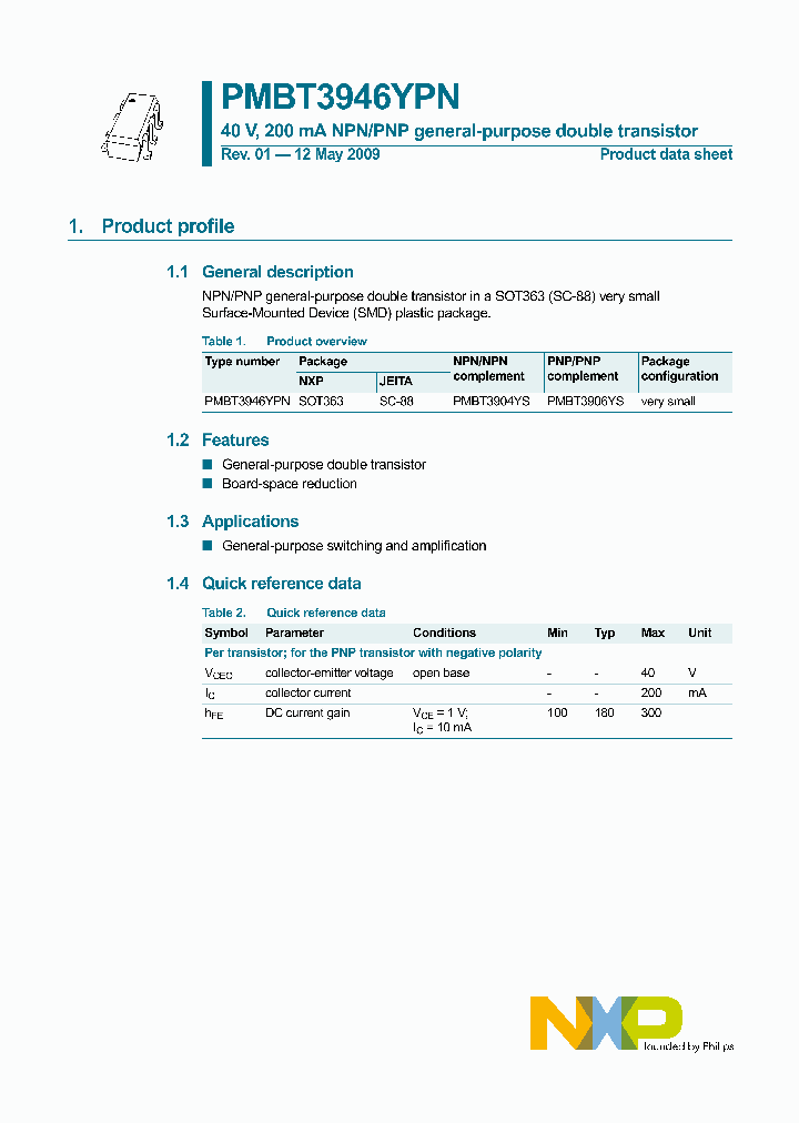 PMBT3946YPN_4587880.PDF Datasheet