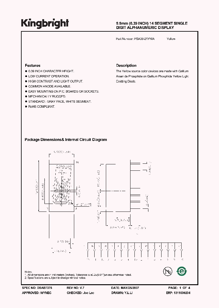 PSA39-21YWA_4289726.PDF Datasheet