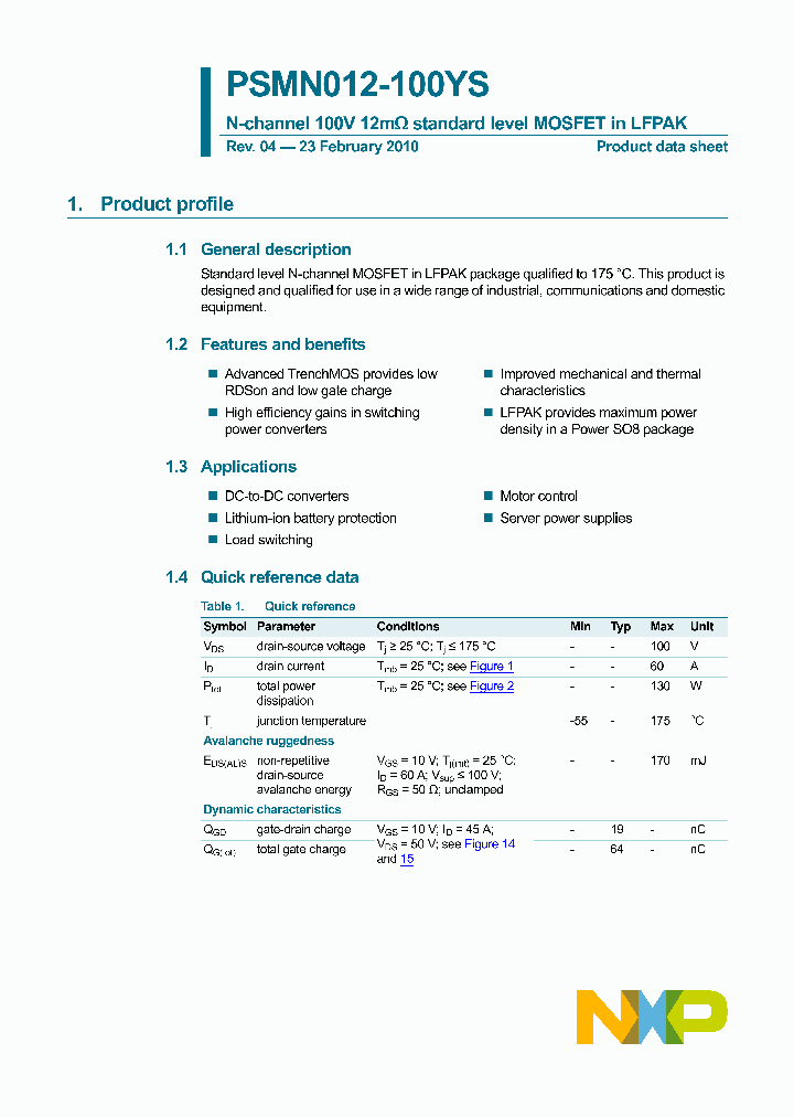 PSMN012-100YS_4670878.PDF Datasheet