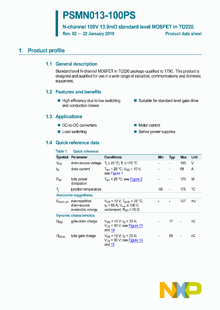 PSMN013-100PS_4670881.PDF Datasheet