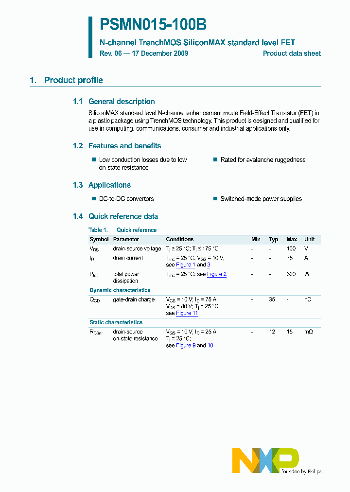 PSMN015-100B_4670884.PDF Datasheet