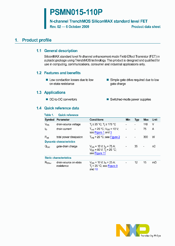 PSMN015-110P_4582742.PDF Datasheet