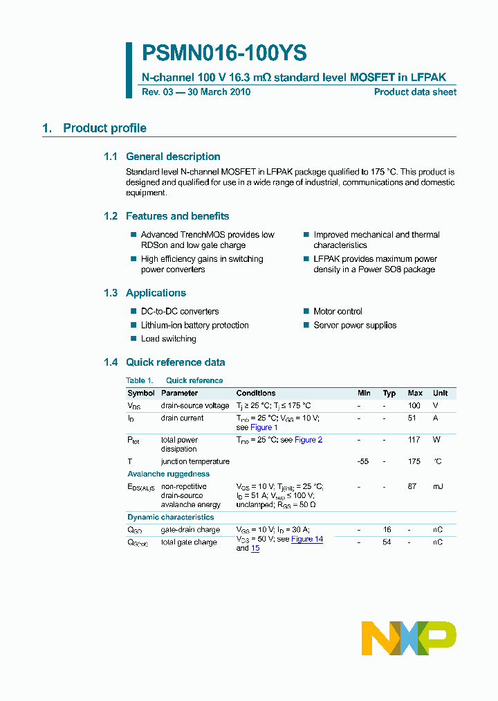 PSMN016-100YS10_4670889.PDF Datasheet