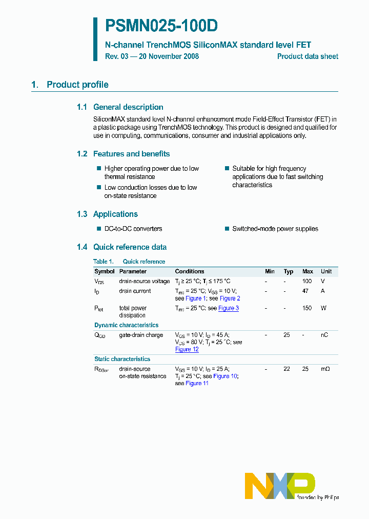 PSMN025-100D_4604420.PDF Datasheet