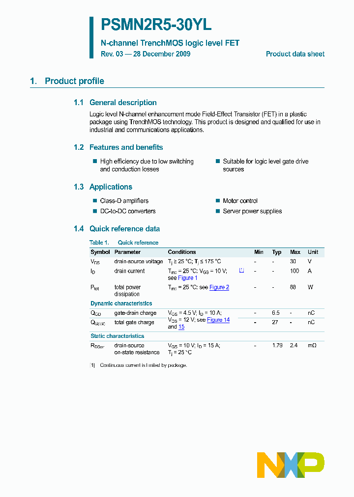 PSMN2R5-30YL09_4783288.PDF Datasheet