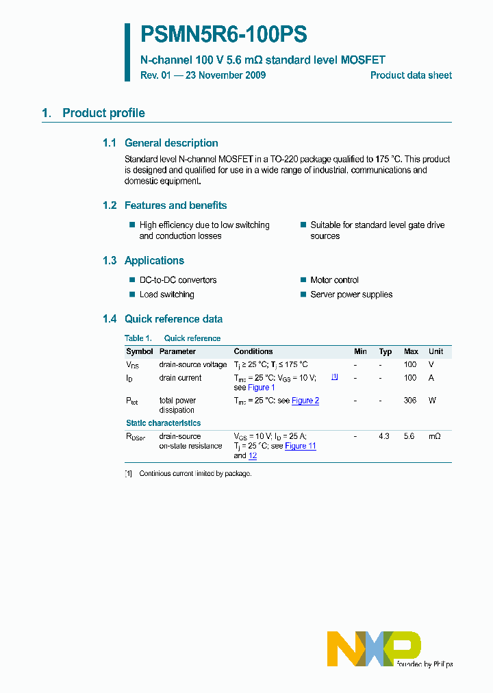 PSMN5R6-100PS_4670875.PDF Datasheet