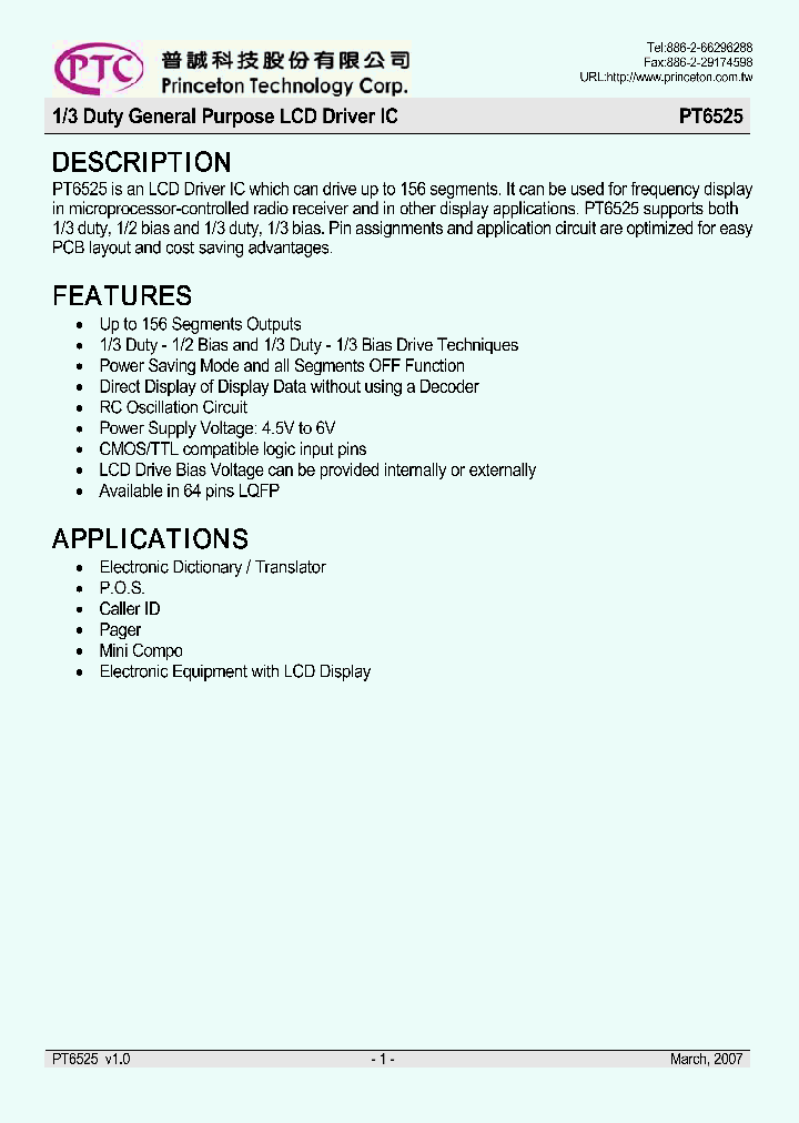 PT6525-LQ_4519797.PDF Datasheet
