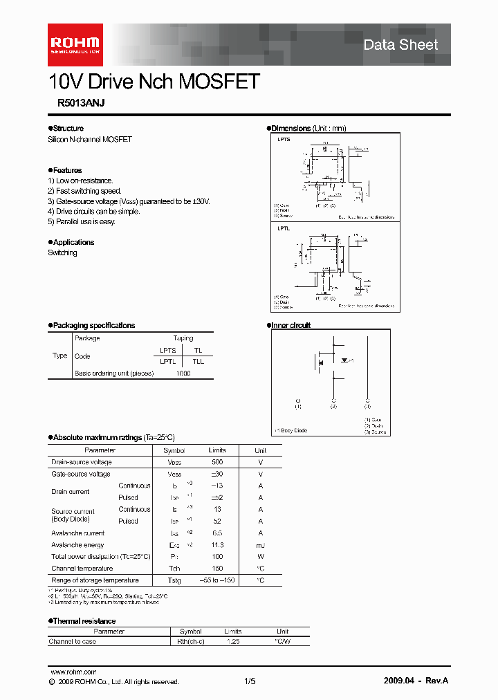 R5013ANJ_4665725.PDF Datasheet