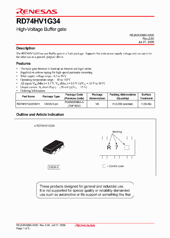 RD74HV1G3409_4547605.PDF Datasheet