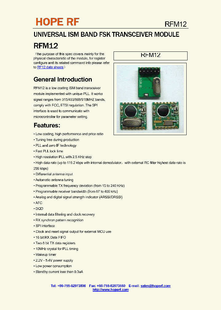 RFM12-433-DS_4881367.PDF Datasheet