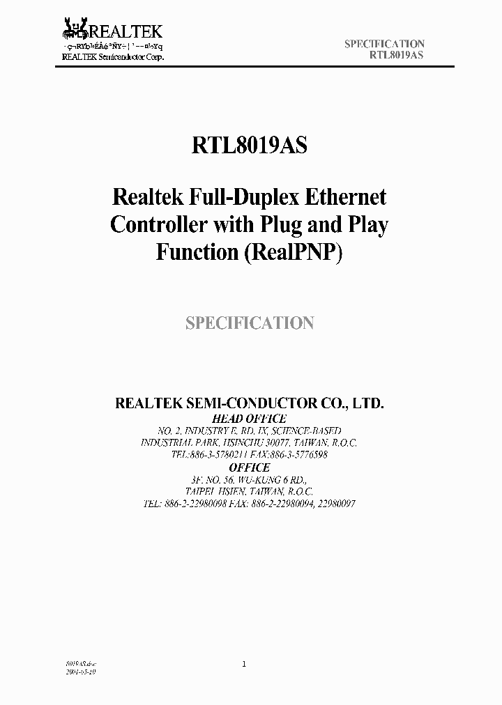 RTL8019AS_4918191.PDF Datasheet